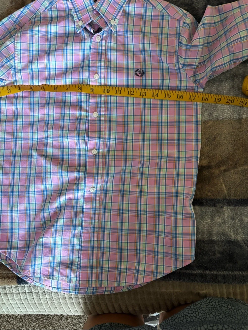 Ralph Lauren Pink, Blue & Green Plaid Button-Down Boys Shirt SZ 12